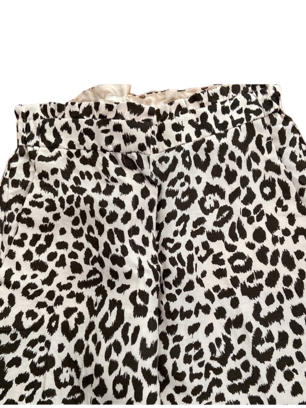 J. Crew Linen Paper Bag stretch waist leopard print trousers size 6 career - Picture 6 of 8